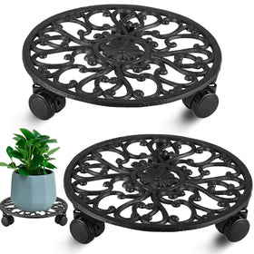 Planterhoma rolling plant stand with 11-inch wheels for easy repositioning of heavy pots.