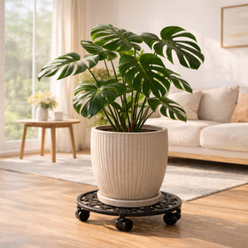 PlanterHoma rustproof powder-coated iron stands up to outdoor use
