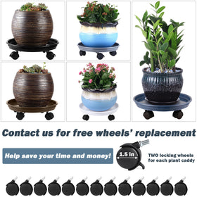 Planterhoma wheel-enabled saucer catches water and protects floors.