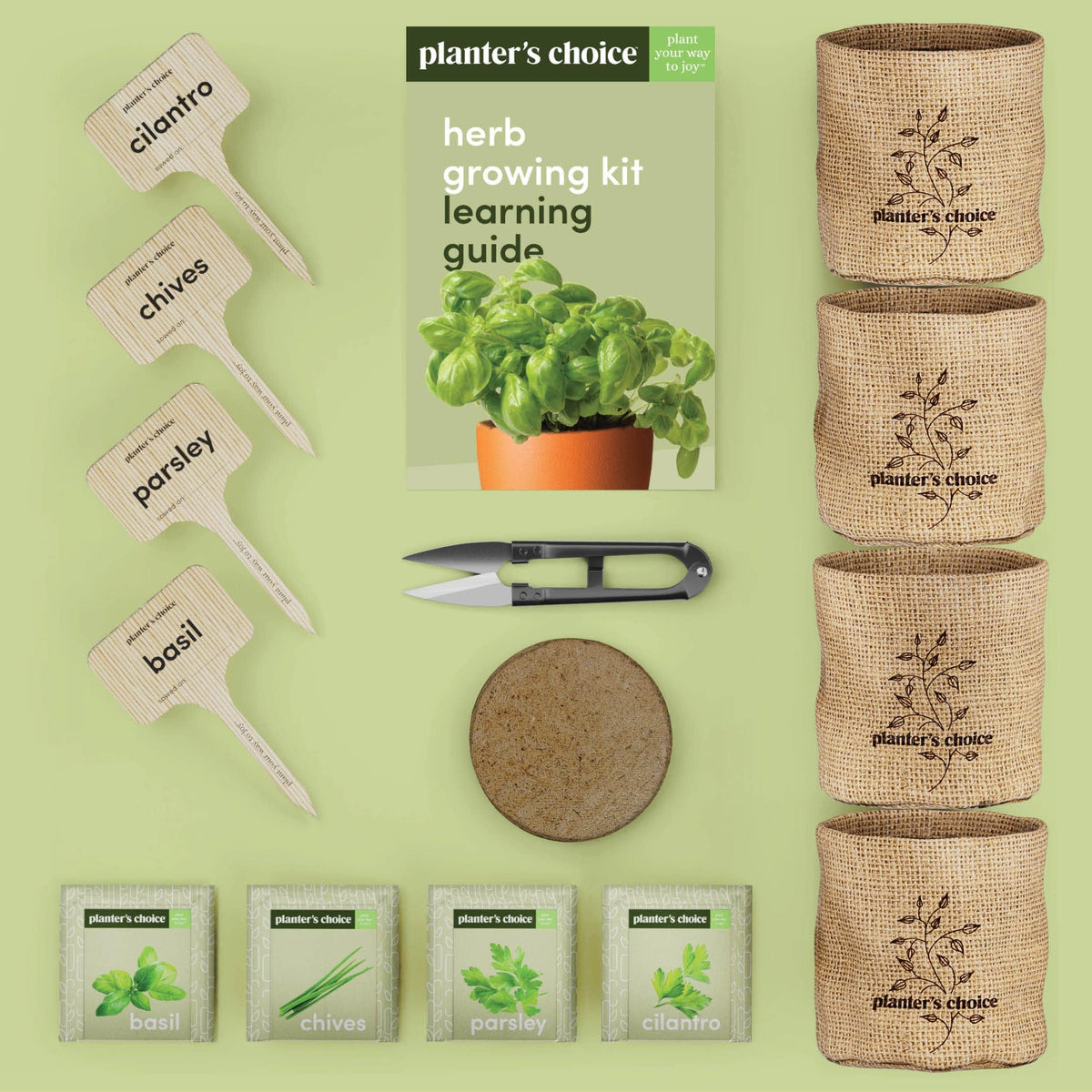 Planters' Choice bamboo markers labeling herbs for organized growing