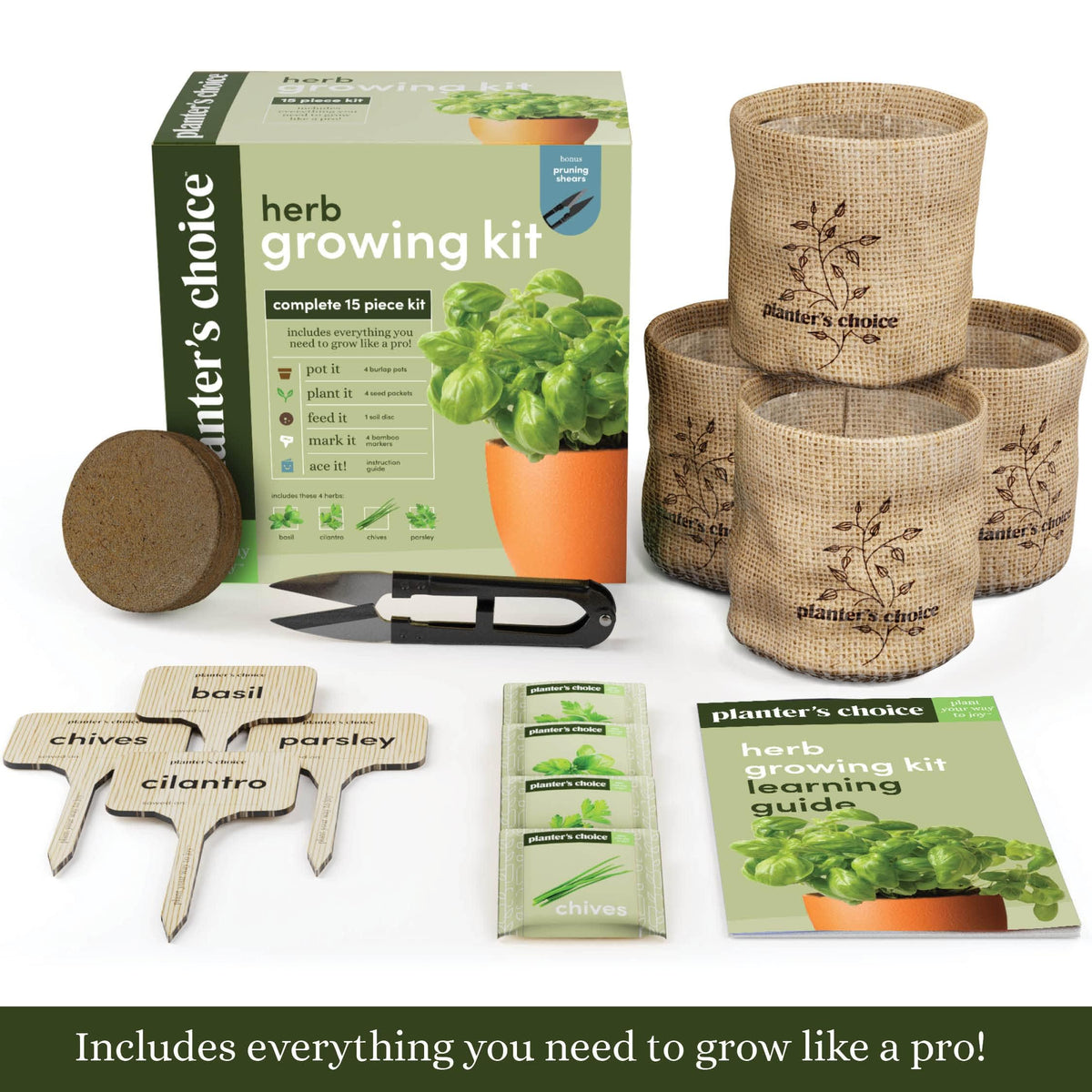 Planters' Choice four-pack burlap pots for stylish indoor herb growth