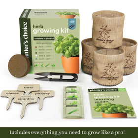Planters' Choice four-pack burlap pots for stylish indoor herb growth