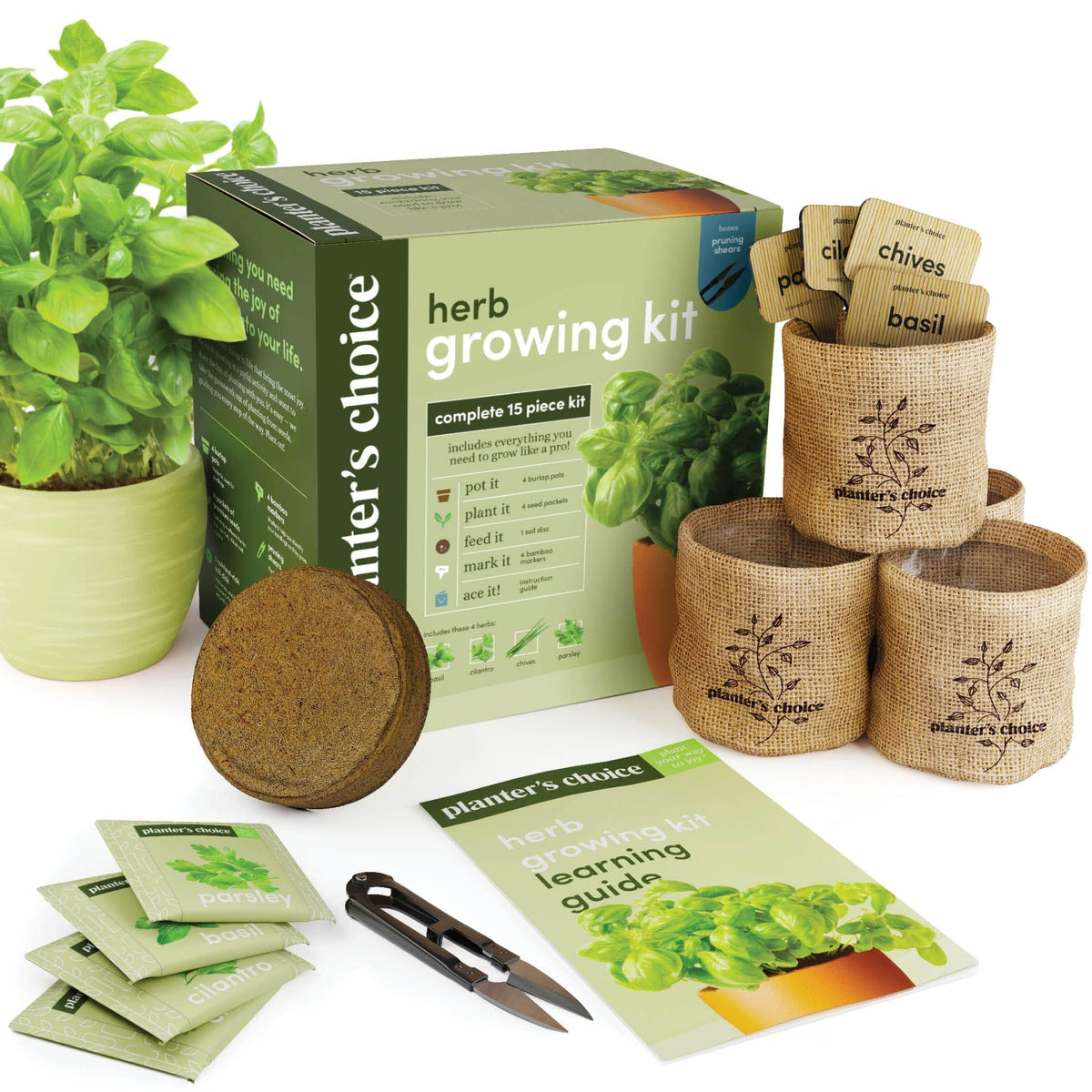Planters' Choice indoor herb garden with basil focus for fresh weeknight cooking