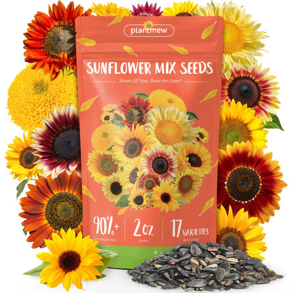 PlantMEW sunflower seeds 2oz pack for easy planting and variety.