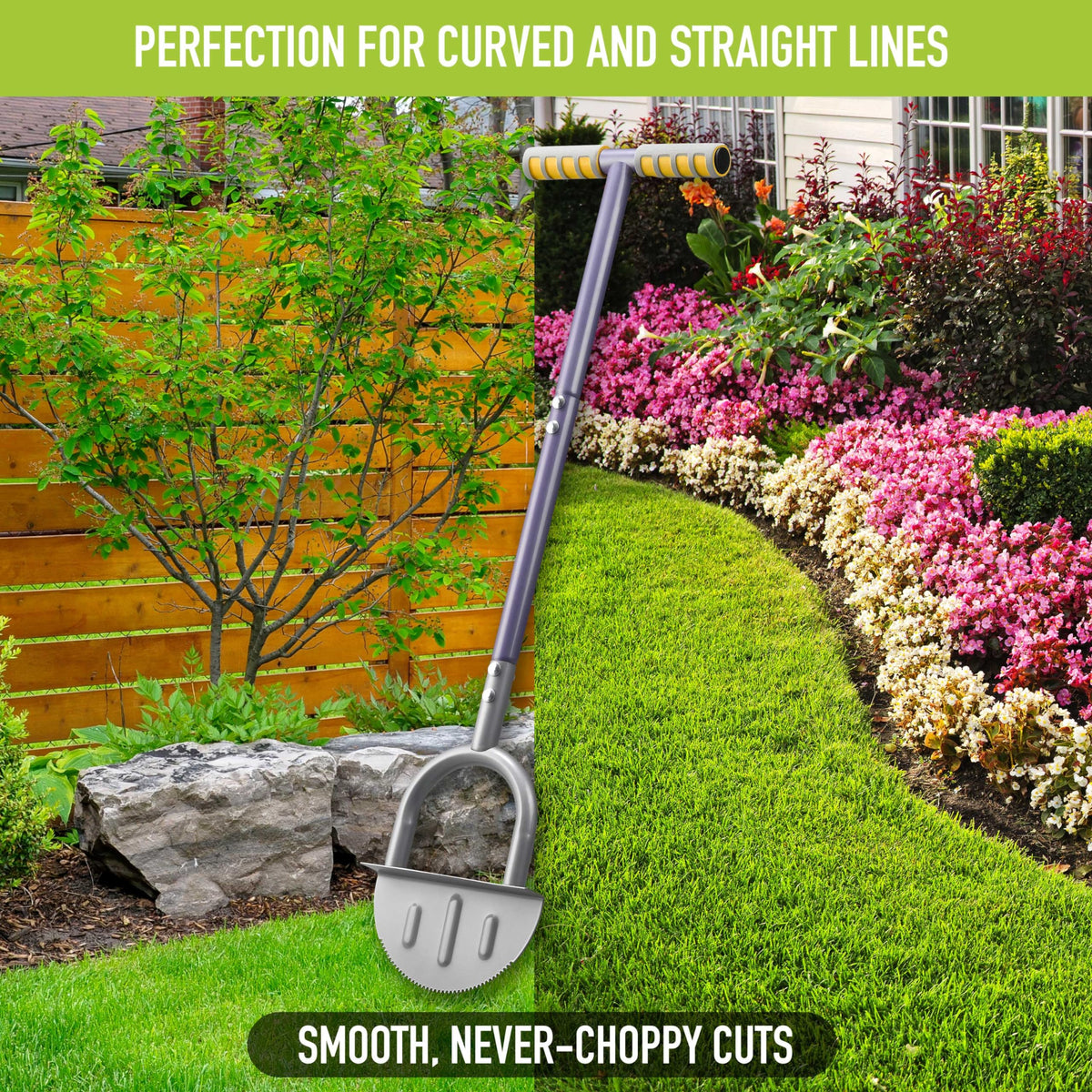 PLANTNOMICS ergonomic rubber-grip handles reduce hand fatigue while edging.