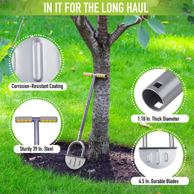 PLANTNOMICS saw-tooth edger blade cuts clean along edges.