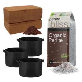 Plantonix seed starting mix with coco coir bricks ready for hydration and sprouting