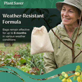 Plantsaver eco-friendly ingredients logo highlights safe use near edibles and pets.