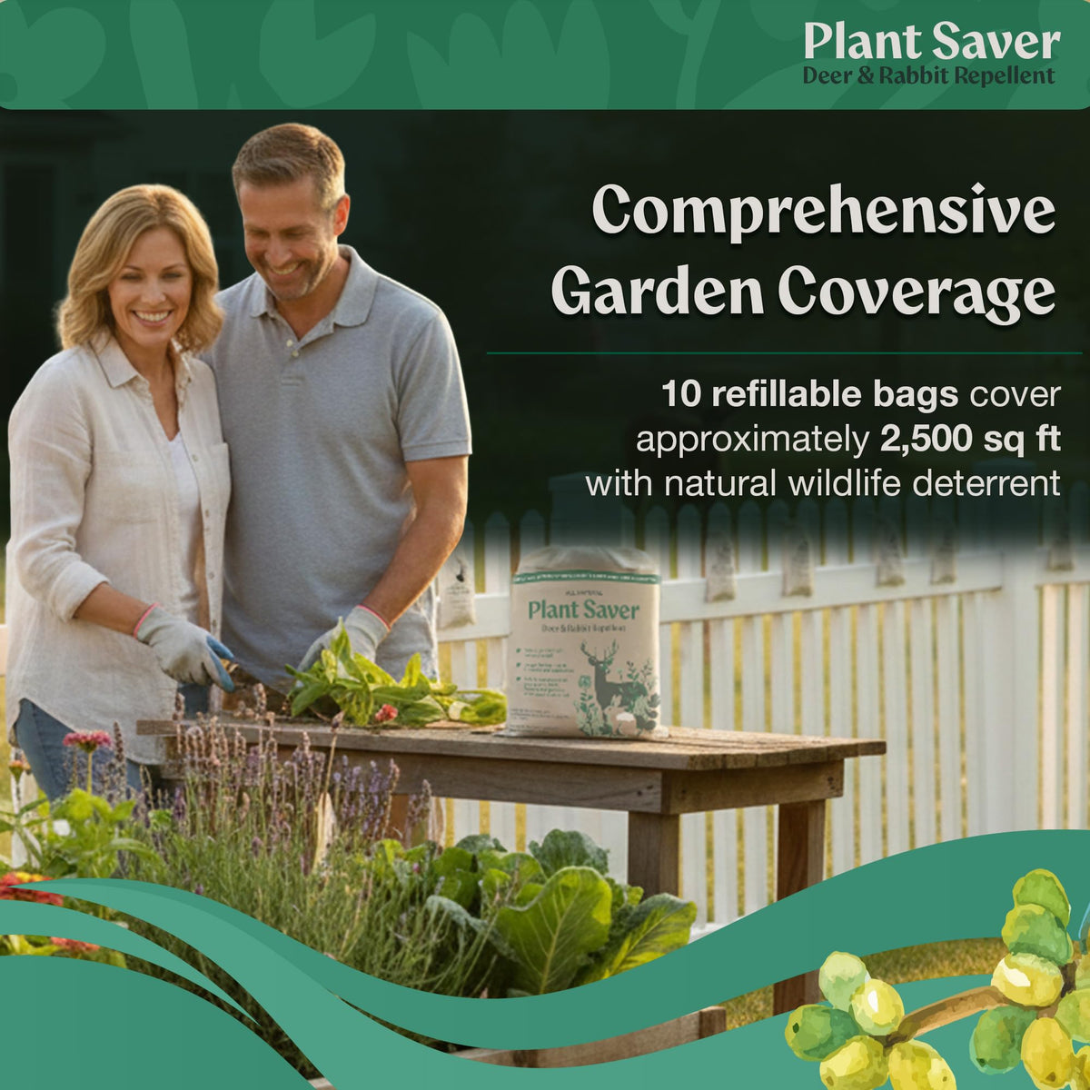 Plantsaver packaging shows bottle and refill bags for easy, long-lasting use.
