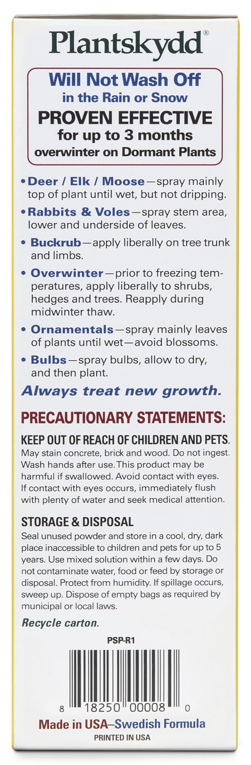 PSP-R1 OMRI-listed organic garden solution label.