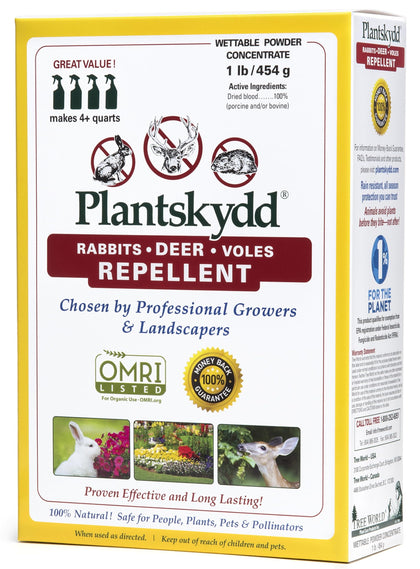 Plantskydd PSP-R1 wettable powder box used for organic protection against herbivores.