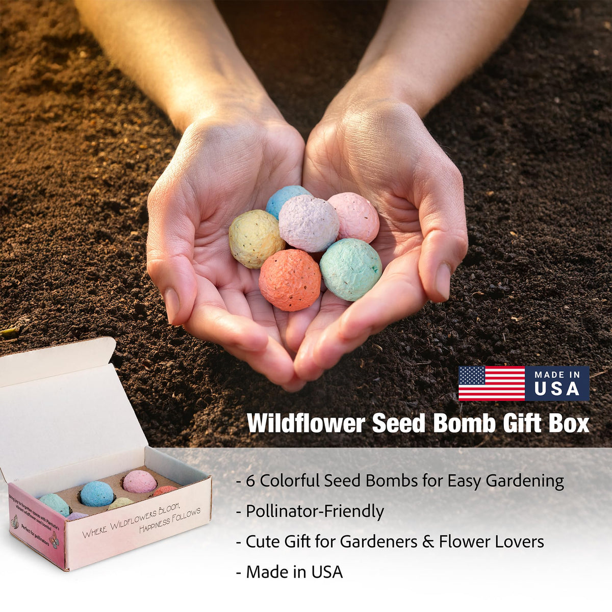 Detailed labels show seed blend including Catchfly, Snapdragon and Poppy.