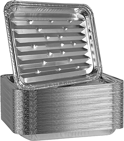 PlasticPro 50-pack grill liners, 9x13 disposable pans for quick cleanup after grilling.