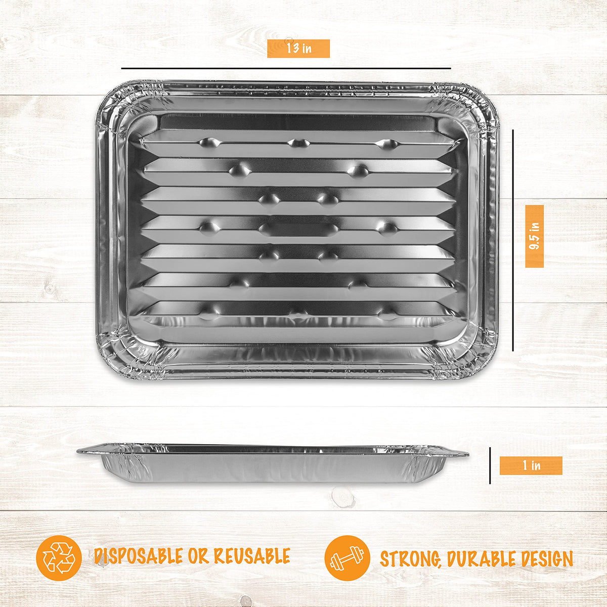 PlasticPro ribbed-bottom grill pan for enhanced sear and mess-free grilling.