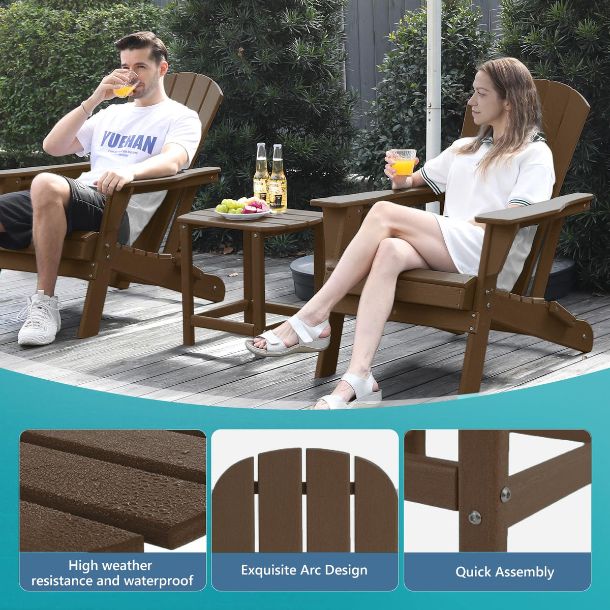 Plawdlik Adirondack side table all-weather durability for outdoor use.