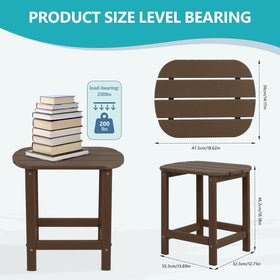 Plawdlik Adirondack side table shown in patio setup beside chairs.