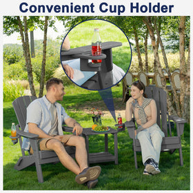 Ergonomic 104-degree recline on the Plawdlik Adirondack chair for comfortable lounging.