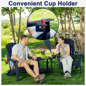 Plawdlik folding Adirondack chair navy blue, front view for backyard relaxation.