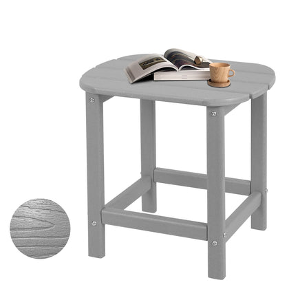 Plawdlik HDPE outdoor Adirondack side table with wood texture for durable outdoor use.