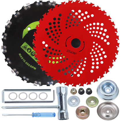 PLAXNS 9x36 carbide blade ready for heavy-duty brush cutting and clean edges