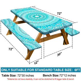 Play Tailor bench cover in ice blue keeps benches clean at picnics and camping.