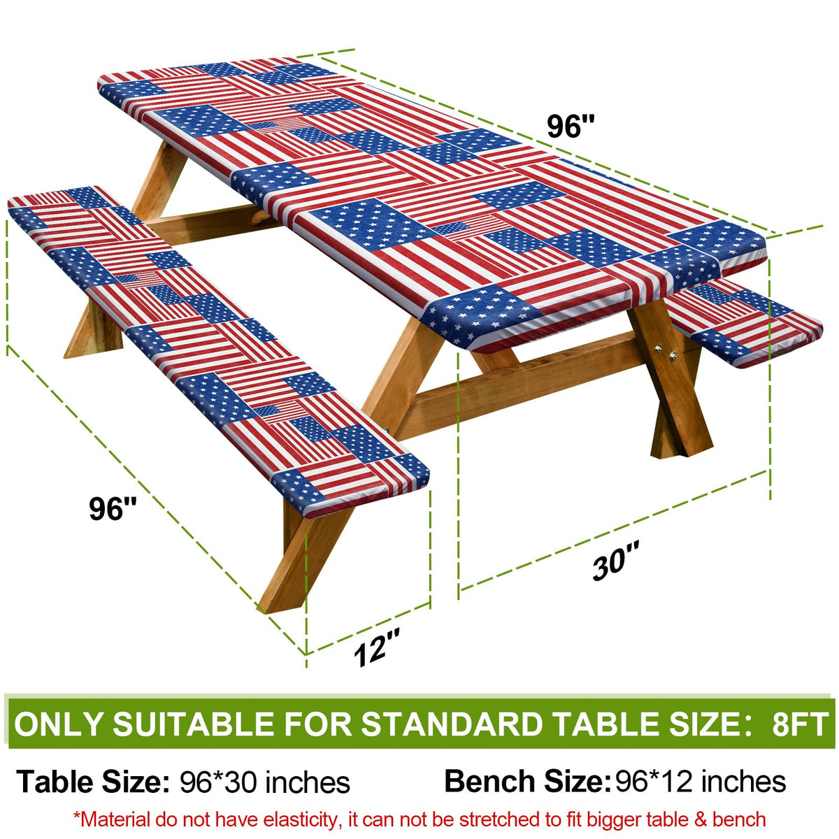 Play Tailor bench covers for 96x12 benches resist stains during picnics.