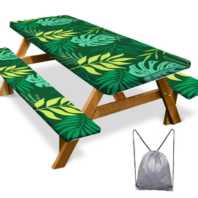 Play Tailor picnic table cover in dark green provides waterproof protection for outdoor dining.