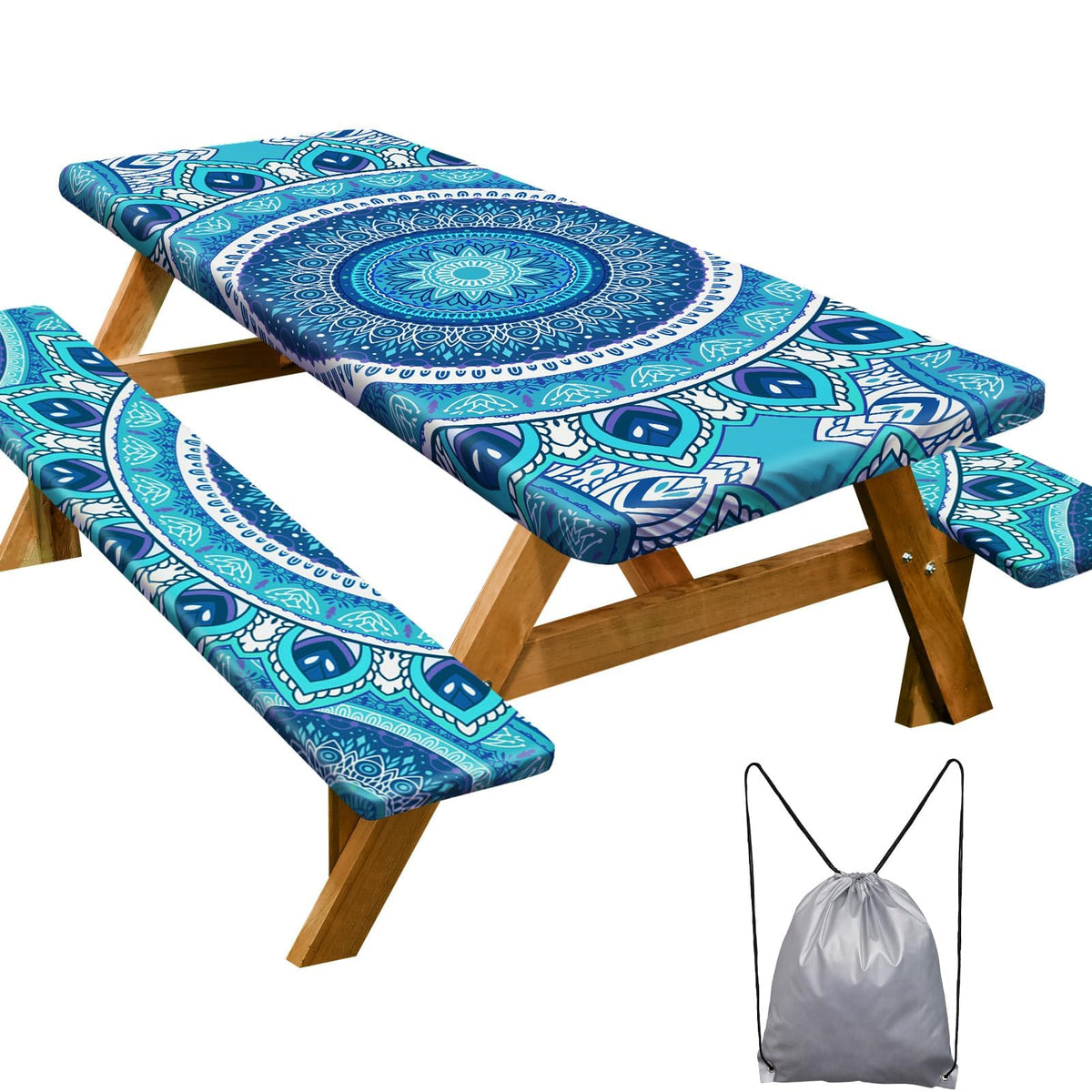 Play Tailor picnic table cover 72in in Heather Grey shields surfaces from spills