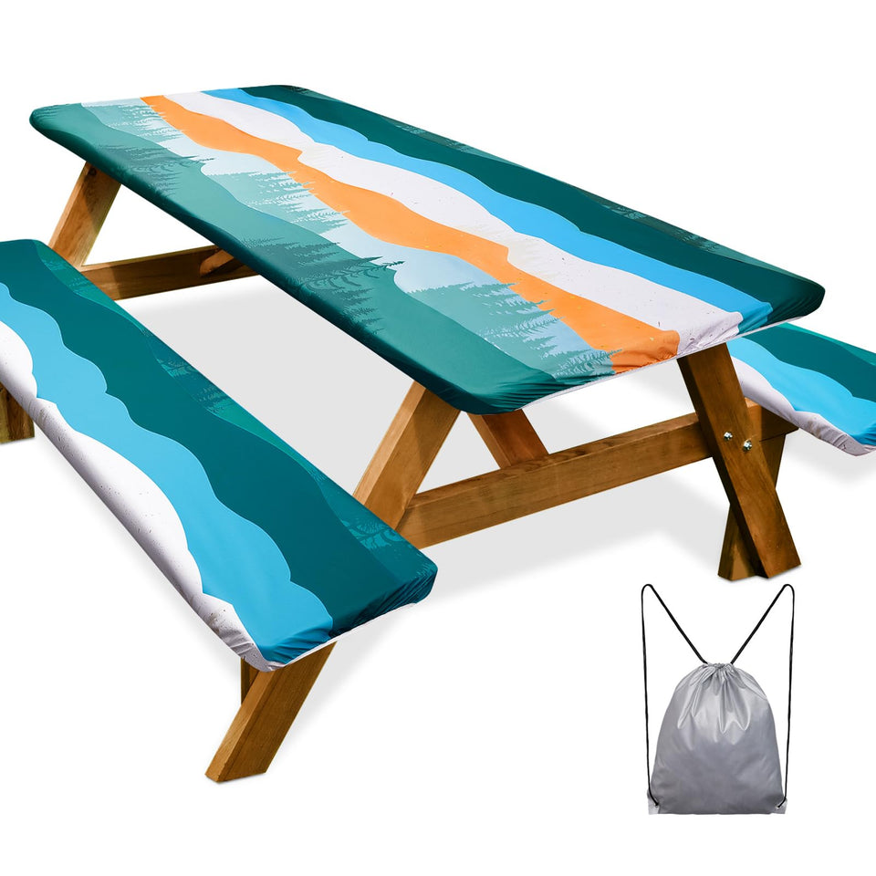 Play Tailor picnic table cover 72in on table protects against spills outdoors.