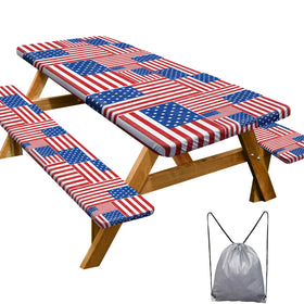 Play Tailor picnic table cover over 8ft table provides spill protection outdoors.