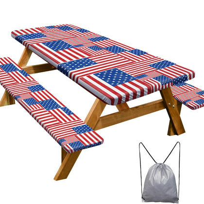 Play Tailor picnic table cover over 8ft table provides spill protection outdoors.