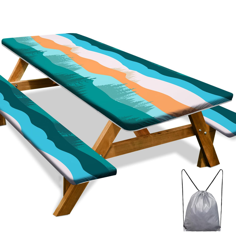 Play Tailor picnic table cover on a 96in rectangle table protecting from spills