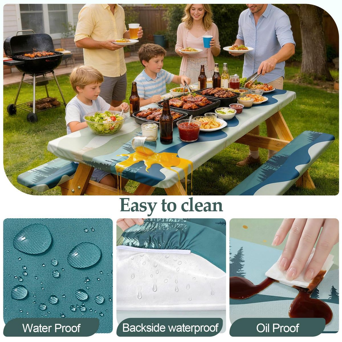 Play Tailor waterproof tablecloth with inner film keeps surfaces clean and dry
