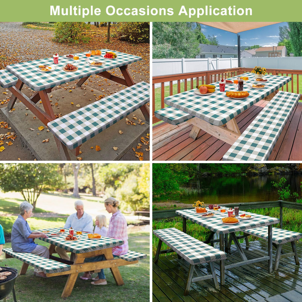 Play Tailor patterned tablecloth adds style to outdoor gatherings.