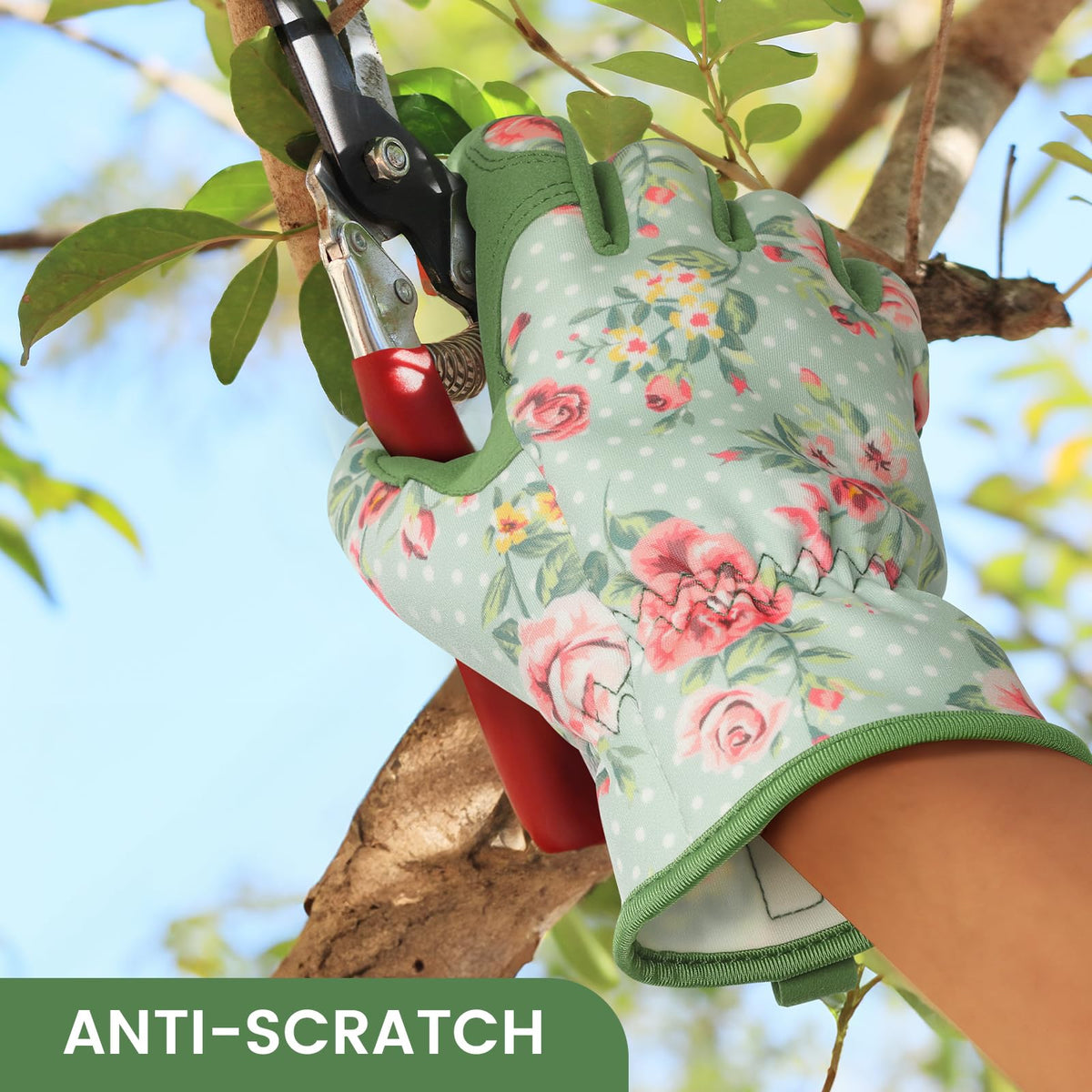 Pleneal gardening gloves back with elastic breathable fabric keeps hands cool.