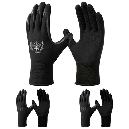 Pleneal breathable garden gloves with latex-coated palms for secure grip.