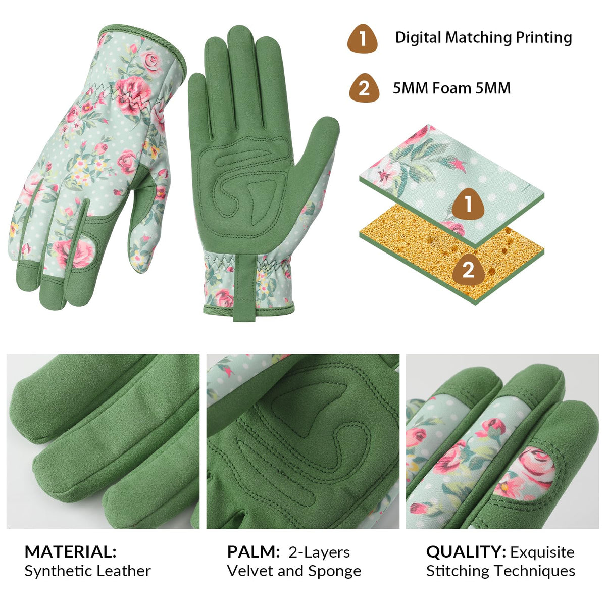 Pleneal gloves padded palm prevent scratches while planting vegetables.