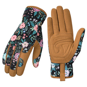 Pleneal leather garden gloves thorn-proof front view for durable protection while weeding