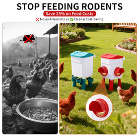 PlentiVive no-waste port feeder with weatherproof hood reduces spoilage.