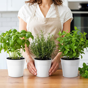 Plexon Durable Metal Tray and Pots; sturdy kit for everyday herb gardening.