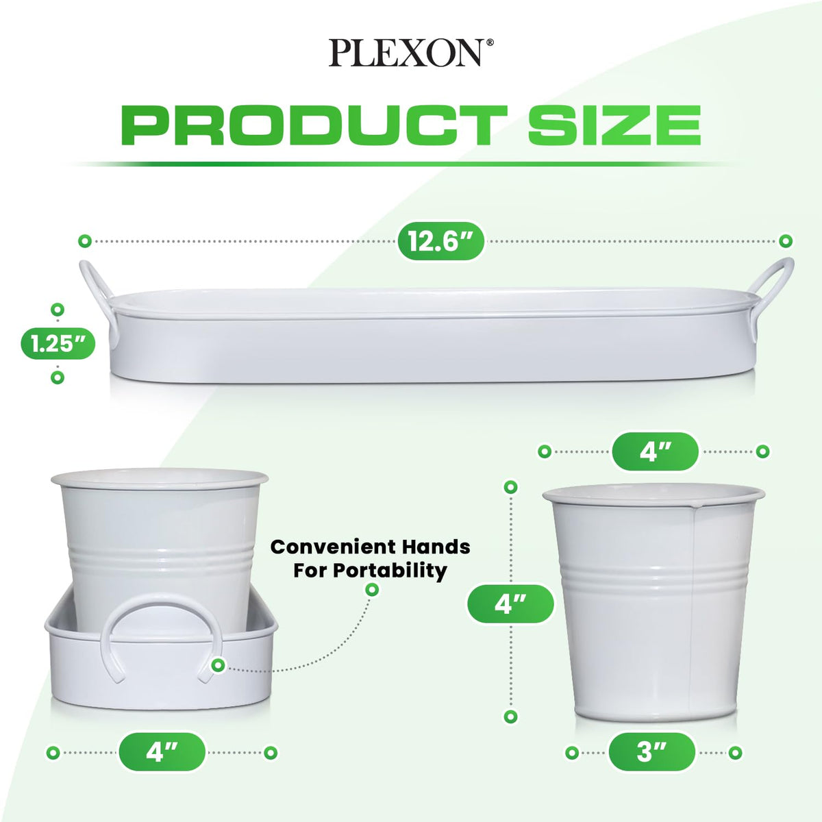 Plexon Metal Herb Pots Round White; durable, stylish indoor planters for fresh herbs.
