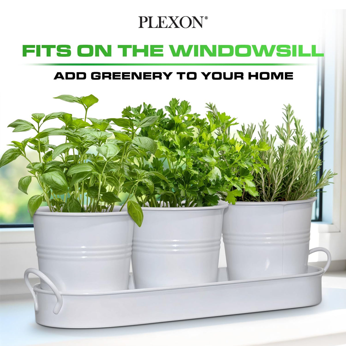 Plexon Space-Saving Planter Design; compact trio fits small countertops and windowsills.
