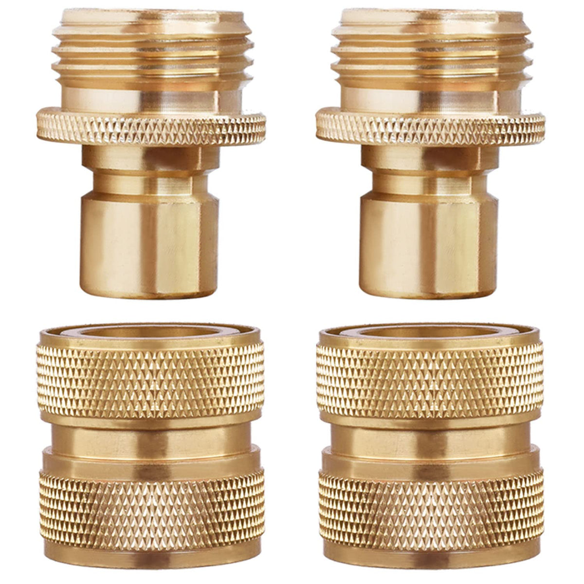 PLG Brass 4-Piece Quick Connect packaging shows durable hoses for easy setup