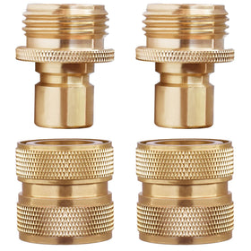 PLG Brass 4-Piece Quick Connect packaging shows durable hoses for easy setup