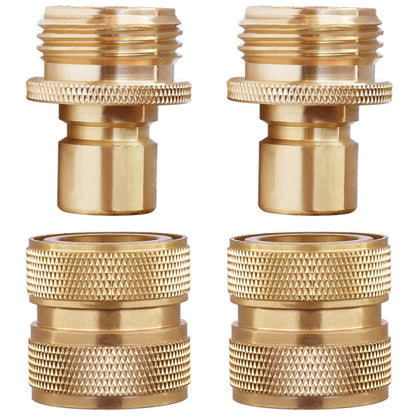 PLG Brass 4-Piece Quick Connect packaging shows durable hoses for easy setup