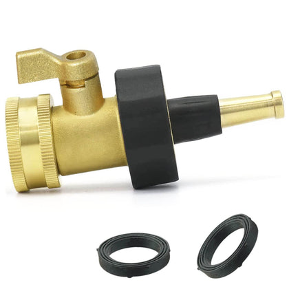 PLG high-pressure hose nozzle close-up showing brass construction for durable outdoor cleaning.