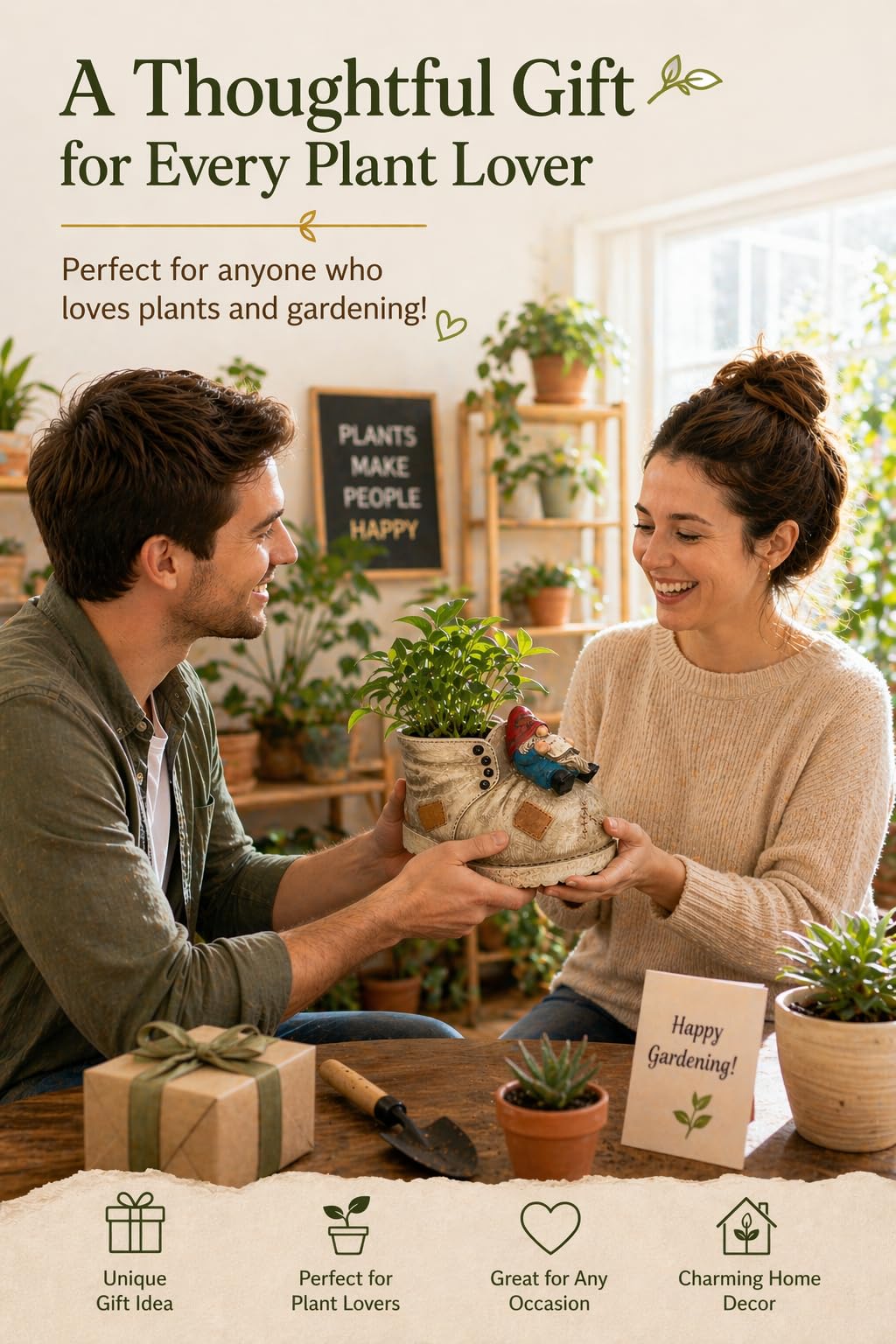 PlotX weather-resistant gnome planter endures outdoor use with charm.