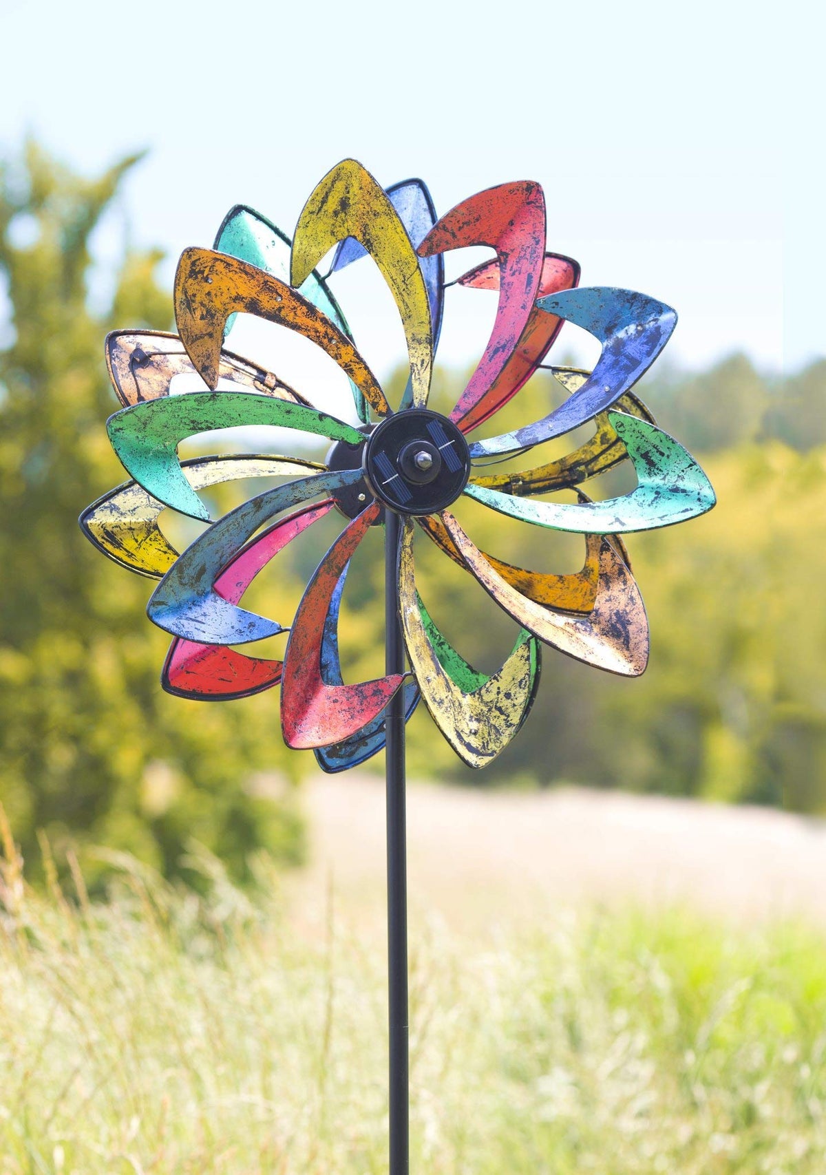 Plow & Hearth metal construction withstands weather while maintaining shine.