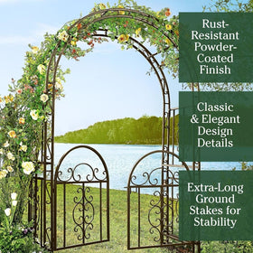 Plow & Hearth arch used with climbing vines for privacy screen effect.