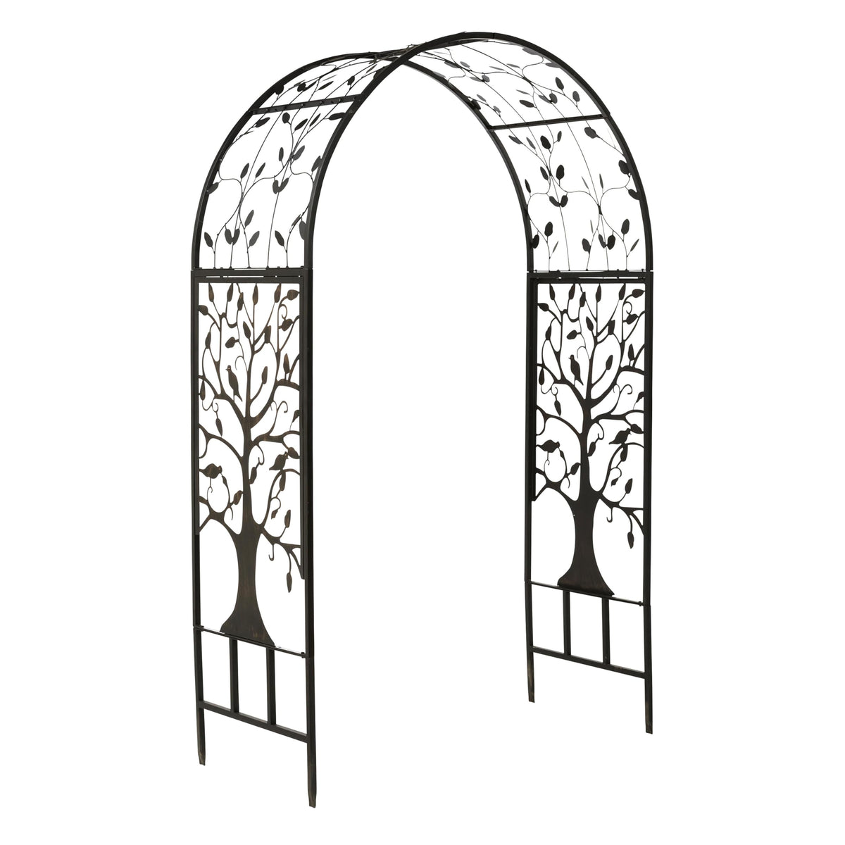Plow & Hearth arch metal garden arbor with tree of life design, 83 inches tall, ideal entrance feature